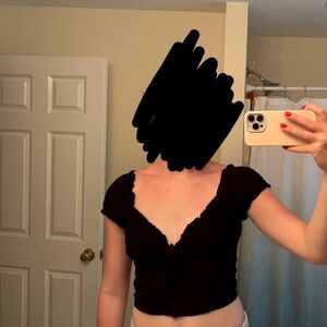 Black Ruched Crop Top